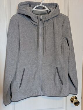 Hyba (Reitmans) Gray Fleece Full-Zip Hooded Sweatshirt